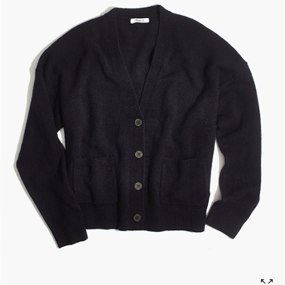Madewell Short Kent Ex-Boyfriend Cardigan Sweater Black Size M